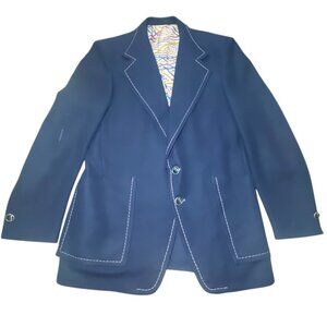 Vintage Ratner Navy Blue Mens Suit Blazer Jacket Leisurewear Party 70’s